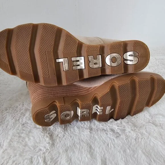 Sorel Joan Uptown Light Tan Chelsea Wedge Boots Suede Bootie 10 - Picture 10 of 12